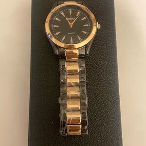 Men's Two Tone Black:Rose Gold Watch Luxury Modern Minimalist Quartz New